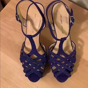Antonio Melani Blue & Black Strappy Heels